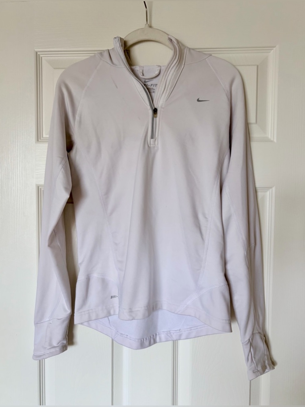 Nike Dri Fit Women’s Hooded Quarter Zip in White — Size Small